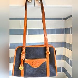 Dooney & Bourke Vintage Black and Tan Leather Shoulder Bag